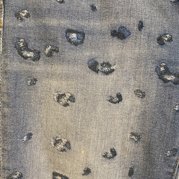 AQUA | Blue Leopard embroidered Skinny Jeans With Raw Hem | 27 - Picture 10 of 14